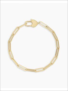 Heart Padlock Bracelet 7" - 18k Gold Plating - Cable Chain - Bangle